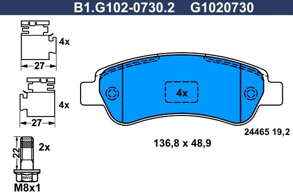 Galfer B1.G102-0730.2 - Komplet Pločica, disk-kočnica www.molydon.hr