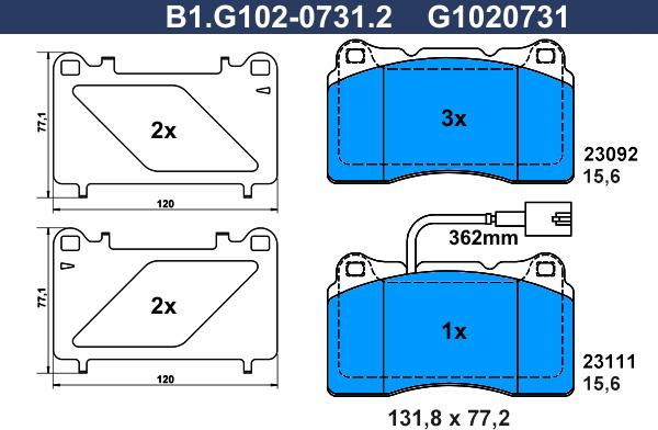 Galfer B1.G102-0731.2 - Komplet Pločica, disk-kočnica www.molydon.hr