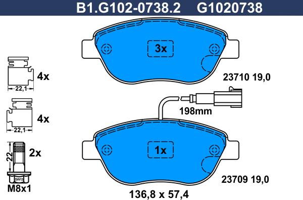 Galfer B1.G102-0738.2 - Komplet Pločica, disk-kočnica www.molydon.hr