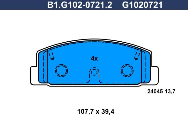 Galfer B1.G102-0721.2 - Komplet Pločica, disk-kočnica www.molydon.hr