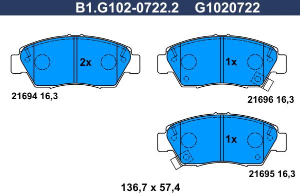 Galfer B1.G102-0722.2 - Komplet Pločica, disk-kočnica www.molydon.hr