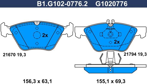 Galfer B1.G102-0776.2 - Komplet Pločica, disk-kočnica www.molydon.hr