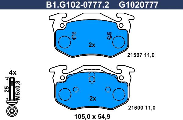 Galfer B1.G102-0777.2 - Komplet Pločica, disk-kočnica www.molydon.hr