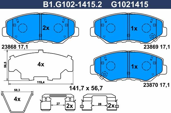 Galfer B1.G102-1415.2 - Komplet Pločica, disk-kočnica www.molydon.hr