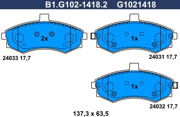 Galfer B1.G102-1418.2 - Komplet Pločica, disk-kočnica www.molydon.hr