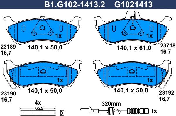 Galfer B1.G102-1413.2 - Komplet Pločica, disk-kočnica www.molydon.hr