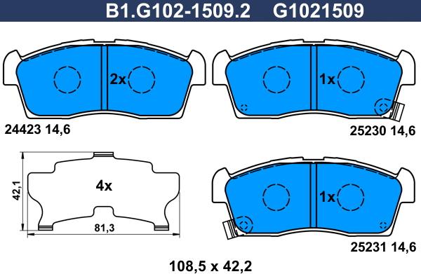 Galfer B1.G102-1509.2 - Komplet Pločica, disk-kočnica www.molydon.hr