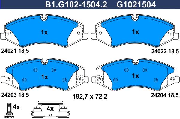 Galfer B1.G102-1504.2 - Komplet Pločica, disk-kočnica www.molydon.hr