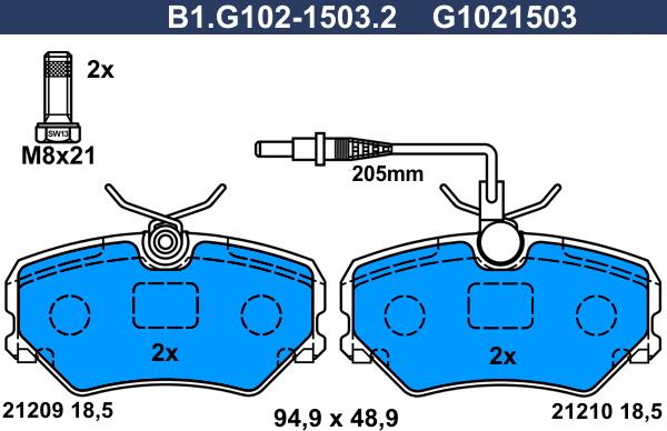 Galfer B1.G102-1503.2 - Komplet Pločica, disk-kočnica www.molydon.hr