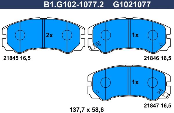 Galfer B1.G102-1077.2 - Komplet Pločica, disk-kočnica www.molydon.hr