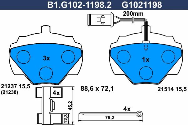 Galfer B1.G102-1198.2 - Komplet Pločica, disk-kočnica www.molydon.hr