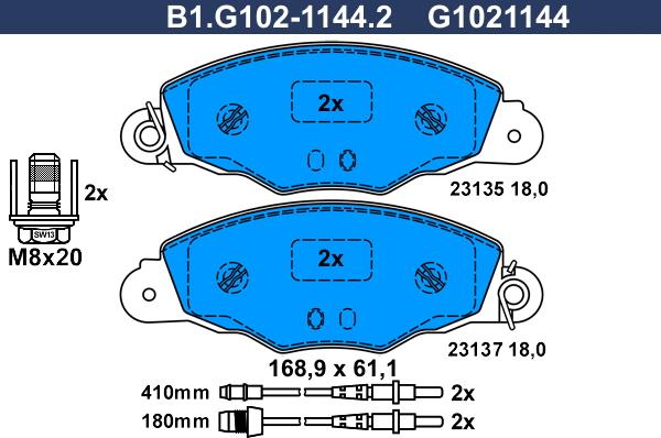 Galfer B1.G102-1144.2 - Komplet Pločica, disk-kočnica www.molydon.hr