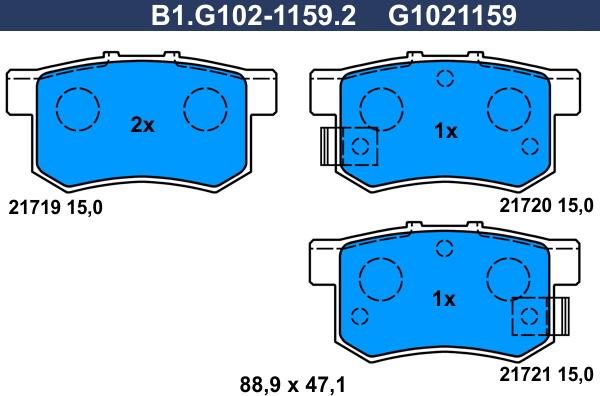 Galfer B1.G102-1159.2 - Komplet Pločica, disk-kočnica www.molydon.hr