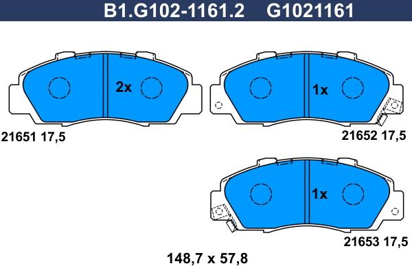 Galfer B1.G102-1161.2 - Komplet Pločica, disk-kočnica www.molydon.hr