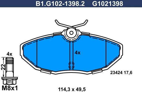 Galfer B1.G102-1398.2 - Komplet Pločica, disk-kočnica www.molydon.hr