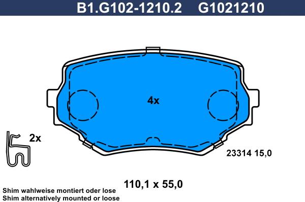 Galfer B1.G102-1210.2 - Komplet Pločica, disk-kočnica www.molydon.hr