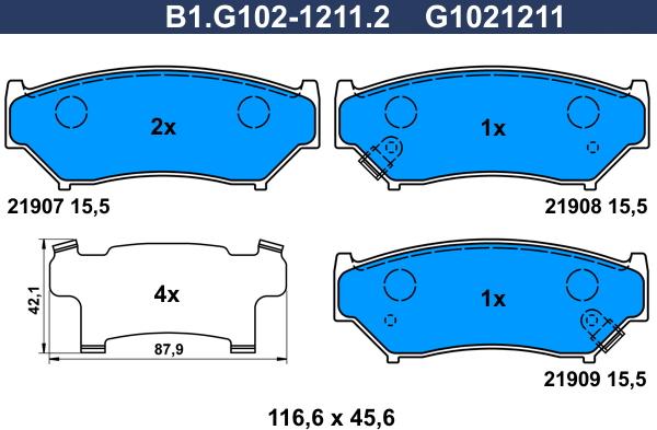 Galfer B1.G102-1211.2 - Komplet Pločica, disk-kočnica www.molydon.hr