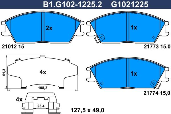 Galfer B1.G102-1225.2 - Komplet Pločica, disk-kočnica www.molydon.hr