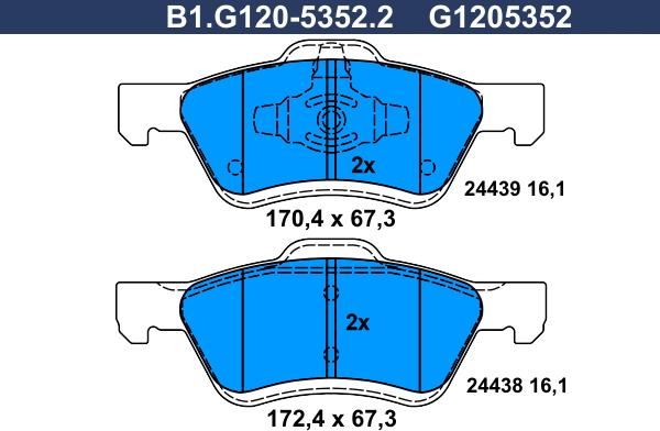 Galfer B1.G120-5352.2 - Komplet Pločica, disk-kočnica www.molydon.hr