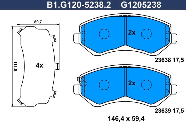 Galfer B1.G120-5238.2 - Komplet Pločica, disk-kočnica www.molydon.hr