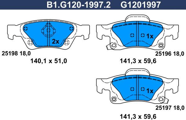 Galfer B1.G120-1997.2 - Komplet Pločica, disk-kočnica www.molydon.hr