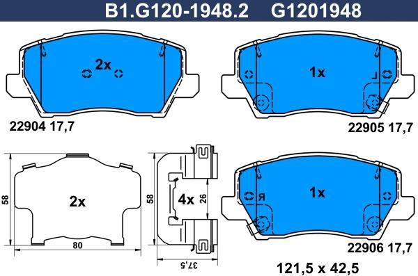 Galfer B1.G120-1948.2 - Komplet Pločica, disk-kočnica www.molydon.hr