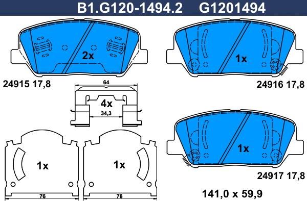 Galfer B1.G120-1494.2 - Komplet Pločica, disk-kočnica www.molydon.hr