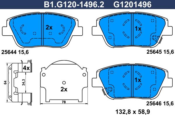 Galfer B1.G120-1496.2 - Komplet Pločica, disk-kočnica www.molydon.hr