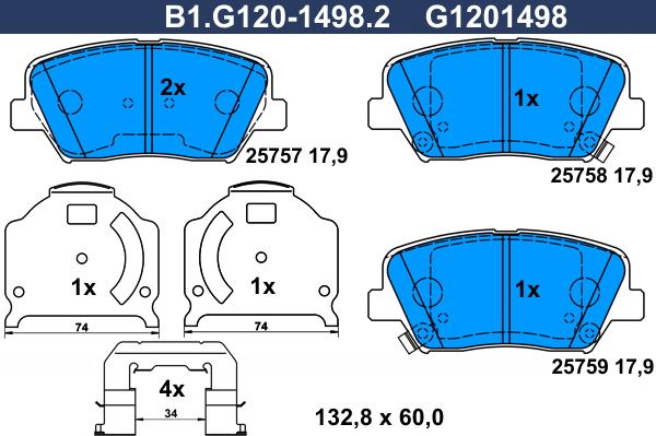 Galfer B1.G120-1498.2 - Komplet Pločica, disk-kočnica www.molydon.hr