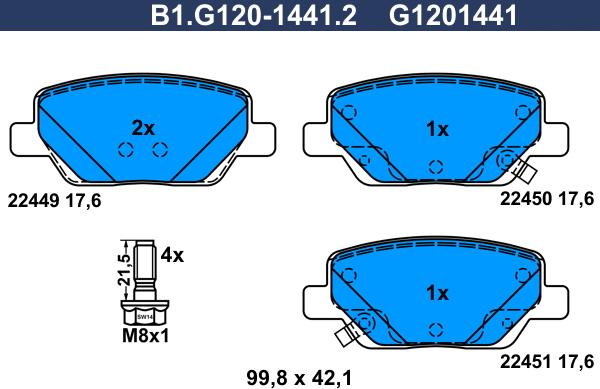 Galfer B1.G120-1441.2 - Komplet Pločica, disk-kočnica www.molydon.hr