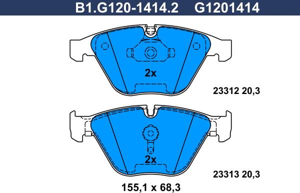 Galfer B1.G120-1414.2 - Komplet Pločica, disk-kočnica www.molydon.hr