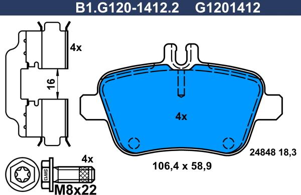 Galfer B1.G120-1412.2 - Komplet Pločica, disk-kočnica www.molydon.hr