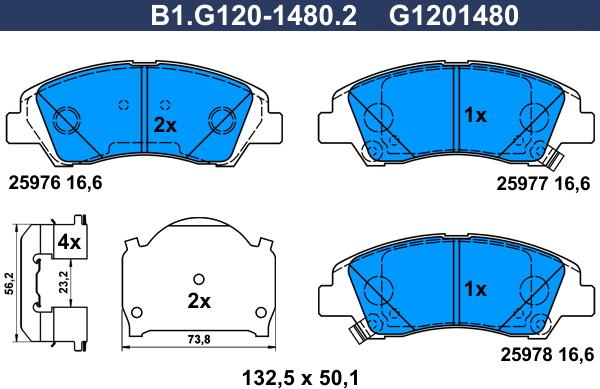 Galfer B1.G120-1480.2 - Komplet Pločica, disk-kočnica www.molydon.hr