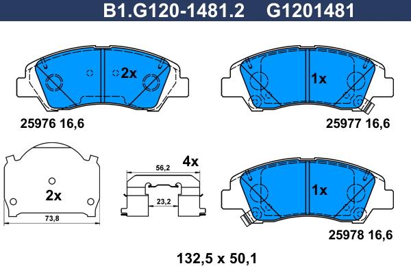 Galfer B1.G120-1481.2 - Komplet Pločica, disk-kočnica www.molydon.hr