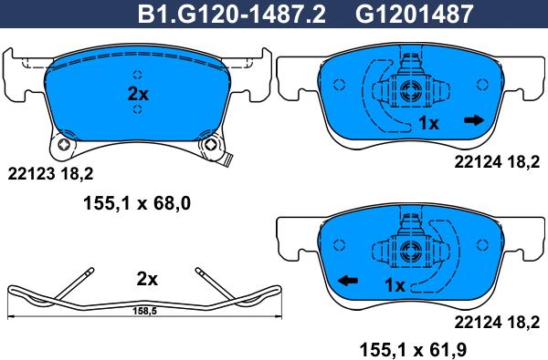 Galfer B1.G120-1487.2 - Komplet Pločica, disk-kočnica www.molydon.hr