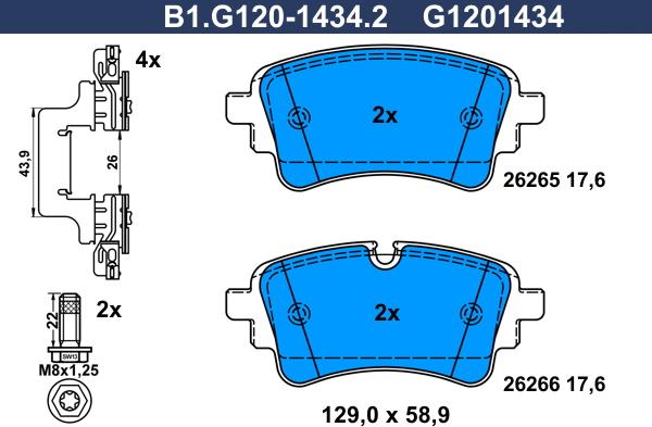 Galfer B1.G120-1434.2 - Komplet Pločica, disk-kočnica www.molydon.hr