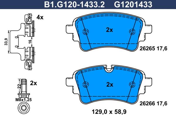 Galfer B1.G120-1433.2 - Komplet Pločica, disk-kočnica www.molydon.hr