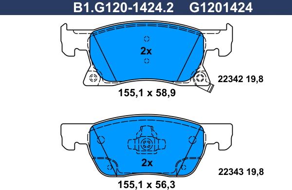 Galfer B1.G120-1424.2 - Komplet Pločica, disk-kočnica www.molydon.hr