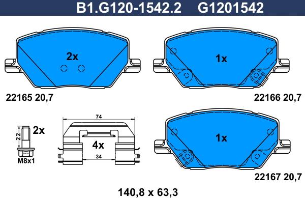 Galfer B1.G120-1542.2 - Komplet Pločica, disk-kočnica www.molydon.hr