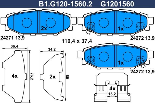 Galfer B1.G120-1560.2 - Komplet Pločica, disk-kočnica www.molydon.hr