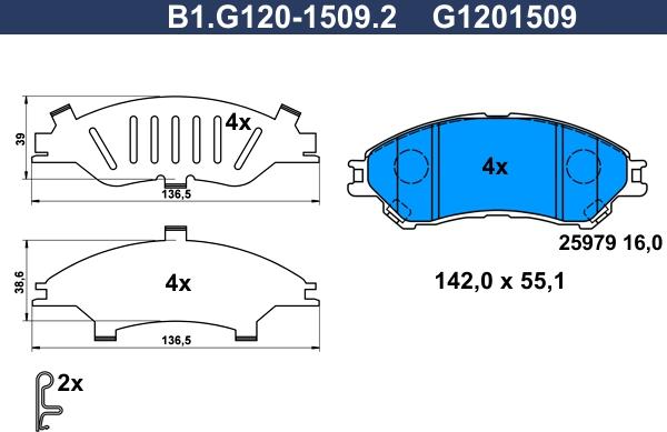 Galfer B1.G120-1509.2 - Komplet Pločica, disk-kočnica www.molydon.hr