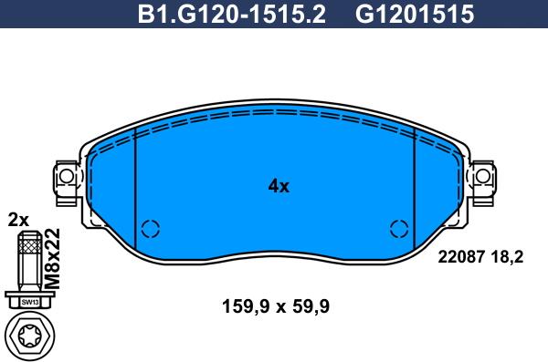 Galfer B1.G120-1515.2 - Komplet Pločica, disk-kočnica www.molydon.hr