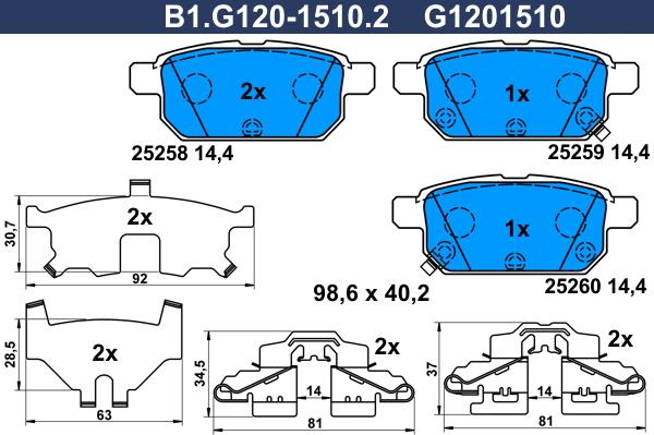 Galfer B1.G120-1510.2 - Komplet Pločica, disk-kočnica www.molydon.hr