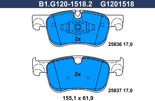 Galfer B1.G120-1518.2 - Komplet Pločica, disk-kočnica www.molydon.hr