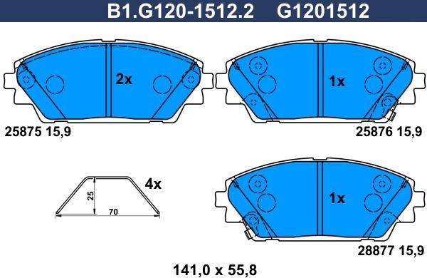 Galfer B1.G120-1512.2 - Komplet Pločica, disk-kočnica www.molydon.hr