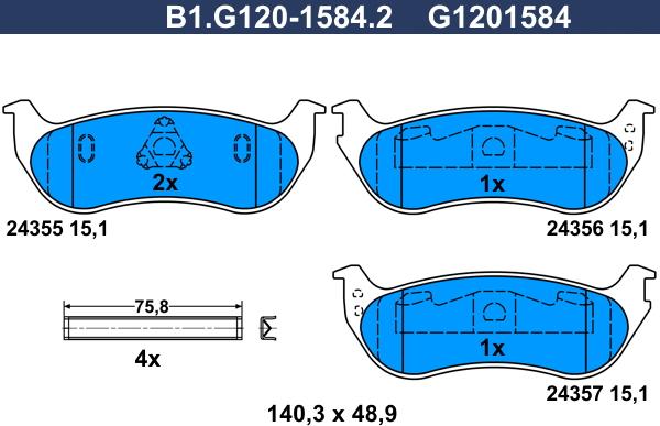 Galfer B1.G120-1584.2 - Komplet Pločica, disk-kočnica www.molydon.hr