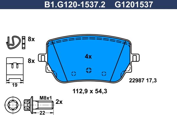 Galfer B1.G120-1537.2 - Komplet Pločica, disk-kočnica www.molydon.hr