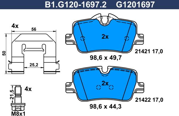 Galfer B1.G120-1697.2 - Komplet Pločica, disk-kočnica www.molydon.hr