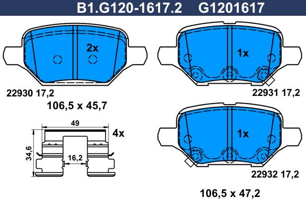 Galfer B1.G120-1617.2 - Komplet Pločica, disk-kočnica www.molydon.hr