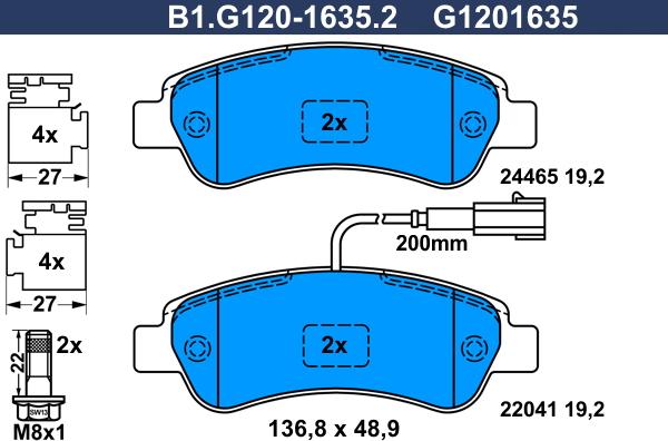 Galfer B1.G120-1635.2 - Komplet Pločica, disk-kočnica www.molydon.hr